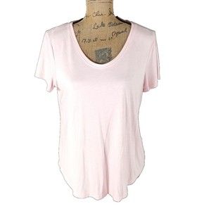 a.n.a. Tee Shirt Large Petite Stretch Short Sleeve Basic T-Shirt Scoop Neckline‎